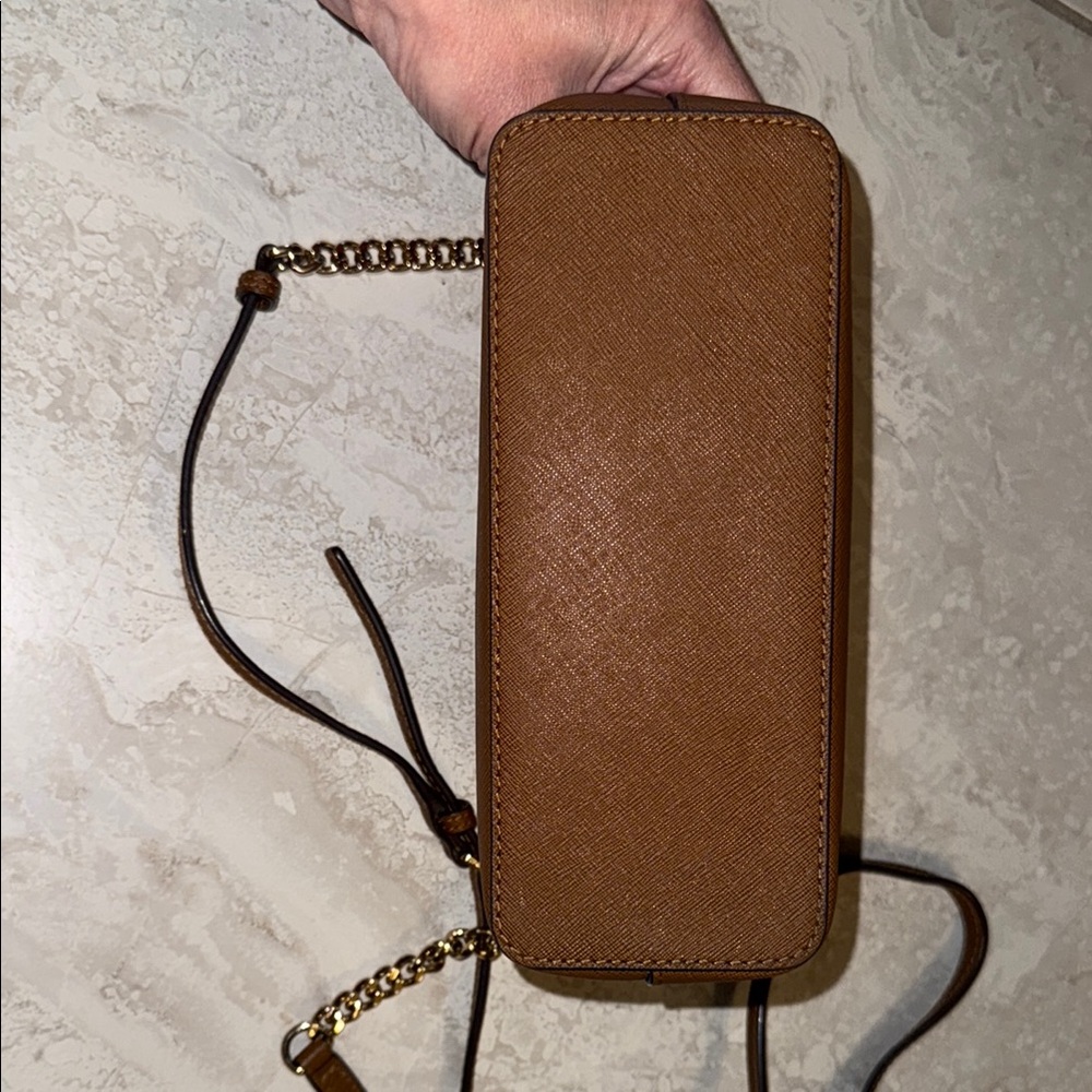 Michael Kors Brown Leather Crossbody Bag with Chain Strap - Picture 5 of 5